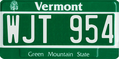VT license plate WJT954