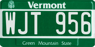 VT license plate WJT956