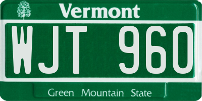 VT license plate WJT960