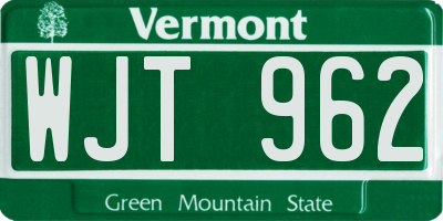 VT license plate WJT962