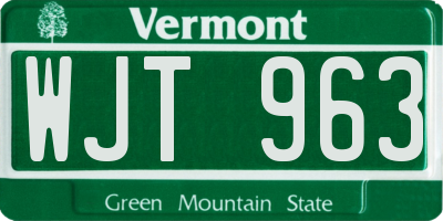 VT license plate WJT963