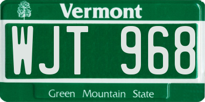 VT license plate WJT968
