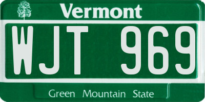 VT license plate WJT969