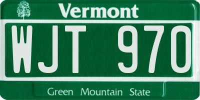 VT license plate WJT970