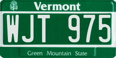 VT license plate WJT975