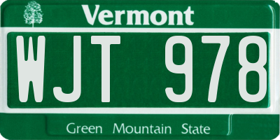 VT license plate WJT978