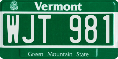 VT license plate WJT981