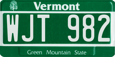VT license plate WJT982