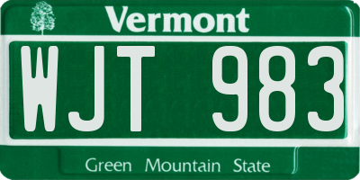 VT license plate WJT983