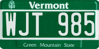 VT license plate WJT985
