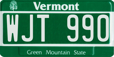 VT license plate WJT990