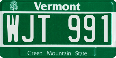 VT license plate WJT991