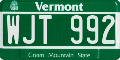 VT license plate WJT992