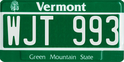 VT license plate WJT993