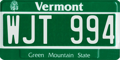 VT license plate WJT994