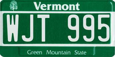 VT license plate WJT995