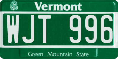 VT license plate WJT996