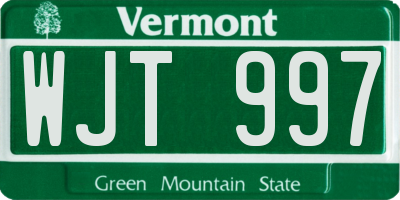 VT license plate WJT997