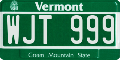 VT license plate WJT999
