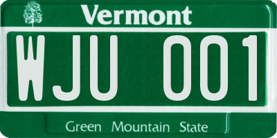 VT license plate WJU001