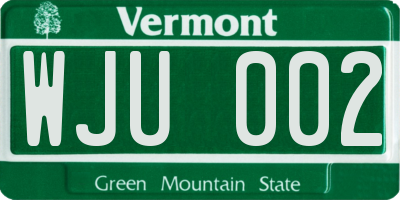 VT license plate WJU002