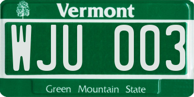 VT license plate WJU003