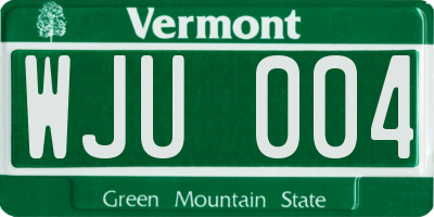 VT license plate WJU004