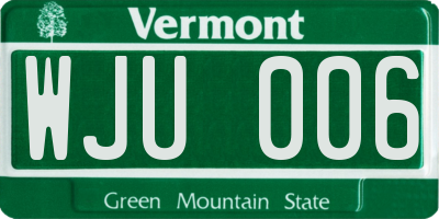 VT license plate WJU006