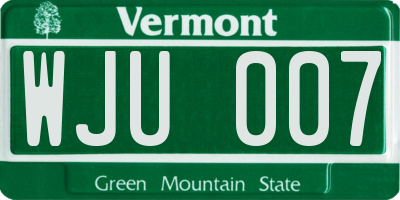 VT license plate WJU007