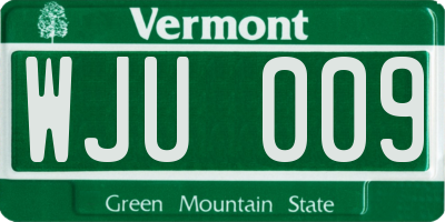 VT license plate WJU009