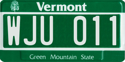 VT license plate WJU011