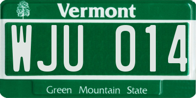 VT license plate WJU014