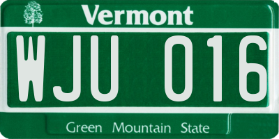 VT license plate WJU016