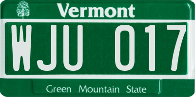 VT license plate WJU017