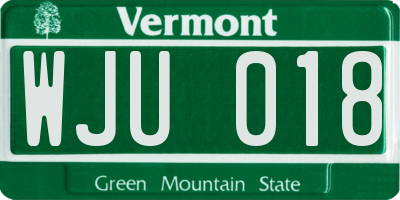 VT license plate WJU018