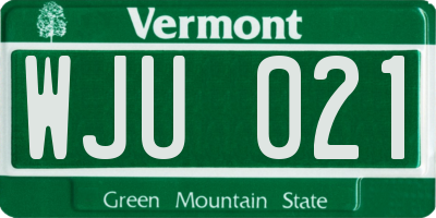 VT license plate WJU021