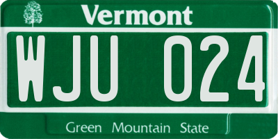 VT license plate WJU024