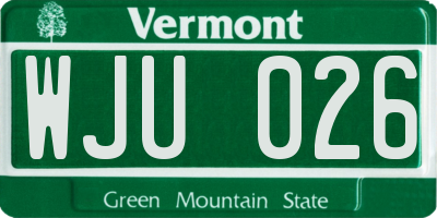 VT license plate WJU026