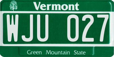 VT license plate WJU027