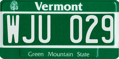 VT license plate WJU029