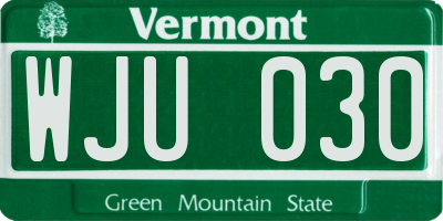 VT license plate WJU030