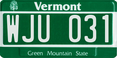 VT license plate WJU031