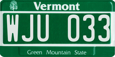 VT license plate WJU033