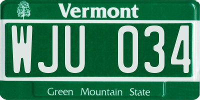 VT license plate WJU034