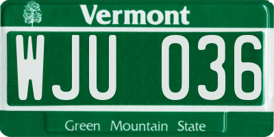 VT license plate WJU036
