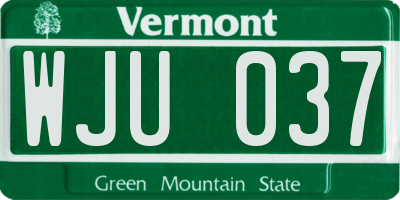 VT license plate WJU037