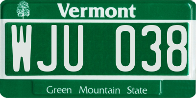 VT license plate WJU038