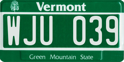 VT license plate WJU039