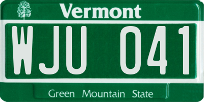 VT license plate WJU041