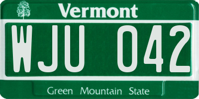 VT license plate WJU042